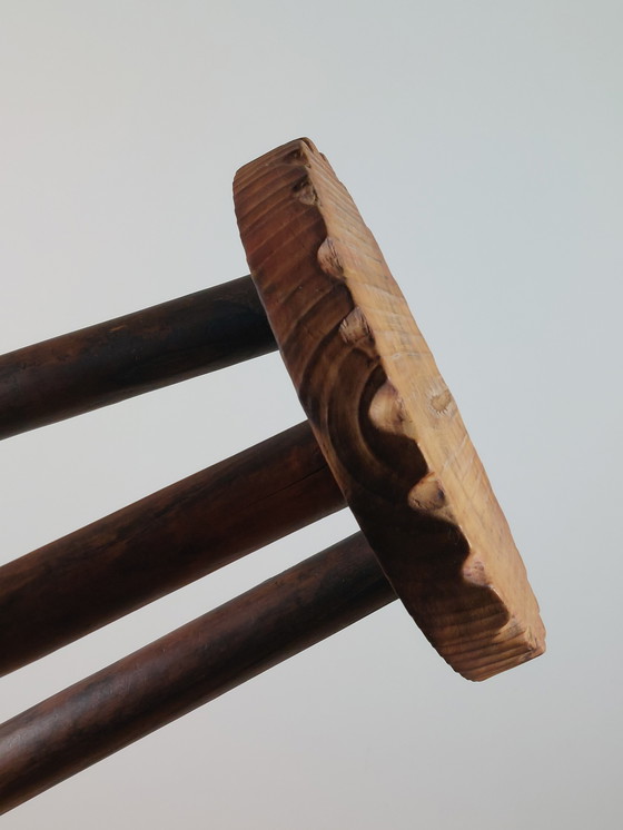 Image 1 of Vintage three-legged wooden stool, milking stool