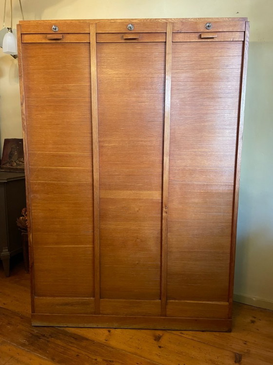 Roller Shutter Archive Music Cabinet, 3-Panel, 50s French – Storage cabinet, Wood (photo 19 of 20)