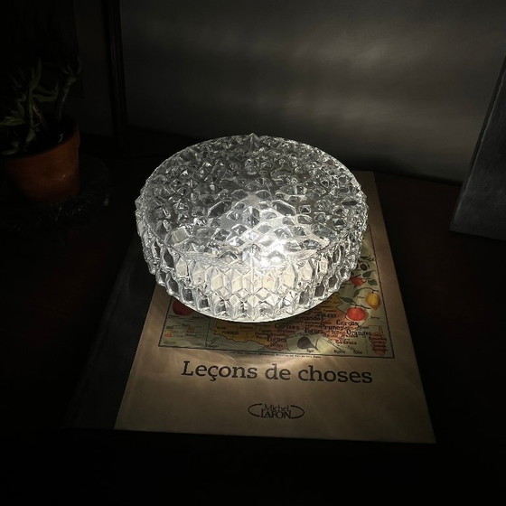Vintage Round Wall Sconce Ceiling Light Transparent Glass 1970 1980 (photo 8 of 9)