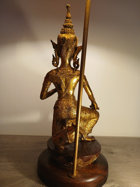 Seltene Große Thai Bronze Lampen 19. Jh. Gestempelt Chiang Mai Seide Thai Brokat – Thaïlande 19 eme (photo 4 of 15)