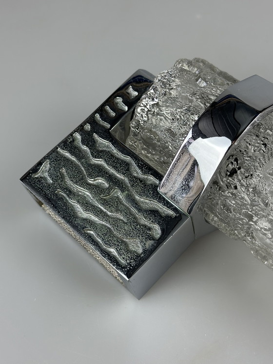 Image 1 of Applique des années 60 70 Applique en verre & chrome Brutalist Germany Design