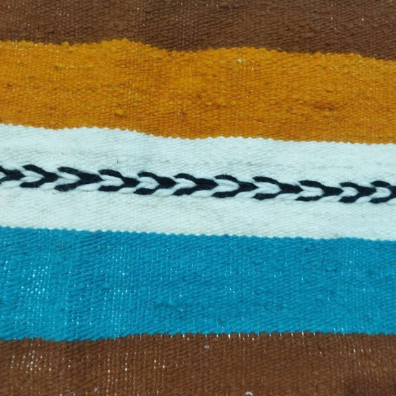Image 1 of Authentieke Marokkaanse Kilim-loper 216 x 87 cm – Handgemaakt gestreept Berberkleed