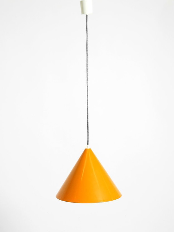 Image 1 of Original 1970s orange metal pendant lamp by Louis Poulsen model Billiard