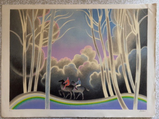 Original color lithograph by Albert Zavaro