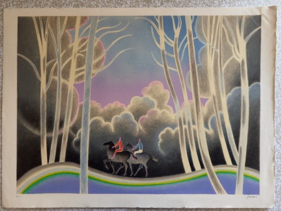 Image 1 of Original color lithograph by Albert Zavaro