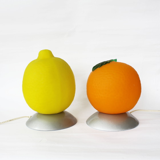 Image 1 of Vintage IKEA Orange & Lemon Fruit Table Lamp Set