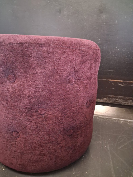 Image 1 of Burgundy stool with buttons