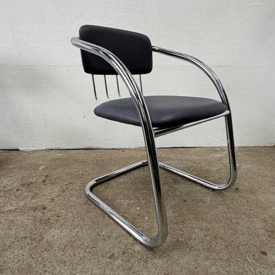 Image 1 of 4x vintage buisframe sledestoel - Italiaans design, chroom