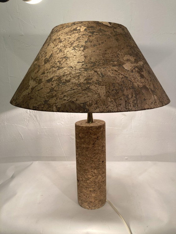 Image 1 of  Mid-Century Italian Cork And Brass Table Lamp