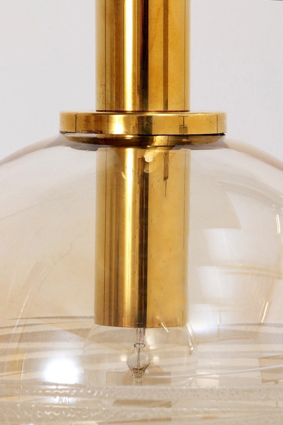 Image 1 of Glashütte Limburg Hanging Lamp Amber Glass, 1960s