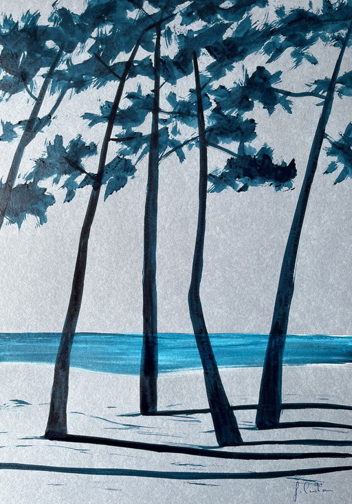 Ink on 250g "blue jean" paper. Size 21x30cm