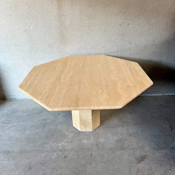 Image 1 of Mid-century Travertine octagonal dining table Italian design