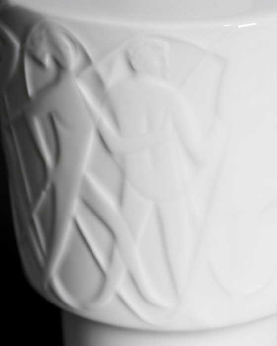Image 1 of Mid Century KURT WENDLER pour EDELSTEIN "ATHEN" Vase en porcelaine et couvercle-Boîte 1957