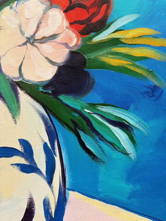 Image 1 of Acrylic painting by the artist E. García "Flores de campo" 100x70 cm