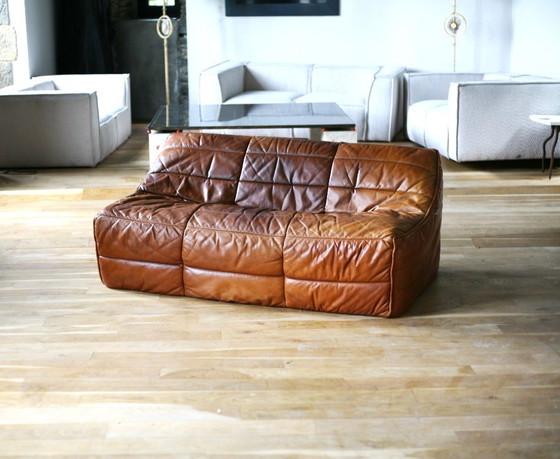 Canapé Ligne Roset, van Michel Ducaroy, model Anais, 1981 – 2 zitsbanken, Leer (photo 2 of 31)