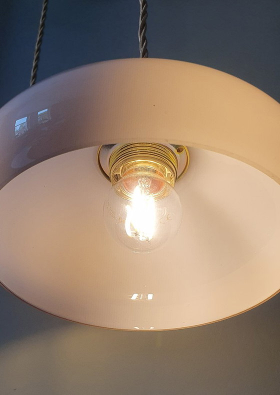 Image 1 of Set di 2 lampade a sospensione Art Deco vintage in opalino rosa pastello