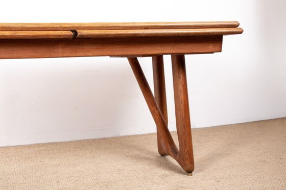 Image 1 of Très grande table de repas extensible, 320 cm, en chêne par Guillerme et Chambron pour Votre Maison 1960.