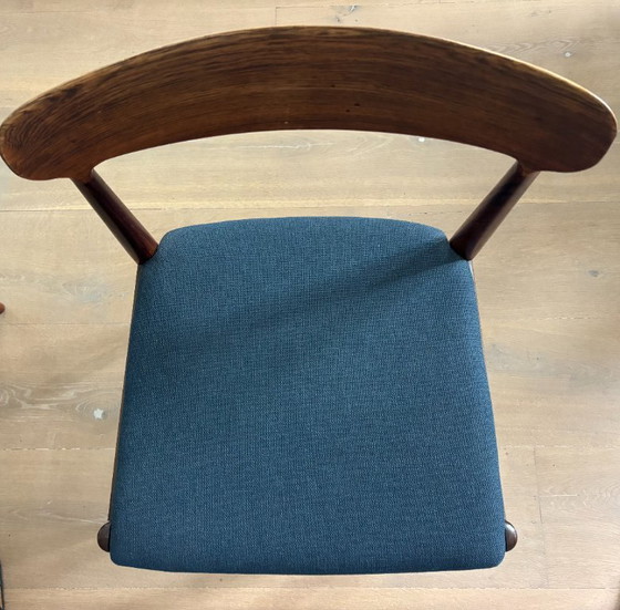 Vintage Johannes Andersen 6x eetkamerstoelen Deens design – Textile, Wood (photo 5 of 7)