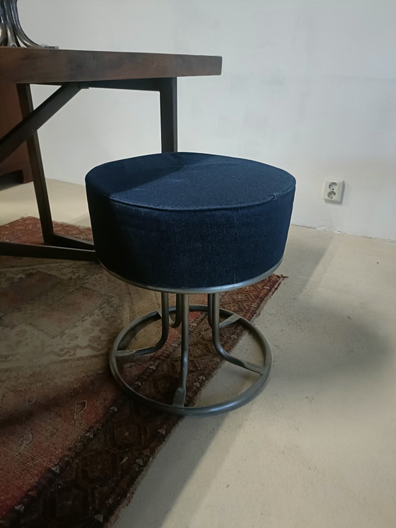 Image 1 of Blue canvas pouf
