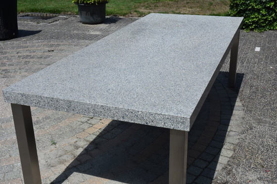 Image 1 of Mesa de comedor de granito apta para exteriores 240 cm x 100 cm
