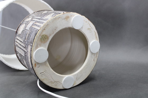 Image 1 of 1970er Keramik-Tischlampe von Axella mit Lampenschirm aus Stoff, Dänemark