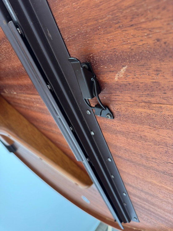 Uitschuifbare Teak Eettafel, Glostrup Møbelfabrik, Denemarken, ca. jaren 60, Hout, Metaal, Bruin (foto 14 van 15)