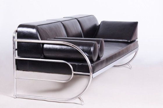 Restauriertes Bauhaus-Sofa, von Robert Slezak, Chrom, Leder, Tschechien, 1930er Jahre – Leather, Metal (photo 10 of 13)