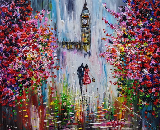 Schilderij van de kunstenaar - Evelina Vine - Lentewandeling in Londen