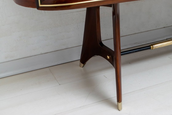 Image 1 of Cabinet de bar en acajou et laiton attribué à Gio Ponti, Italie du milieu du siècle, années 1950