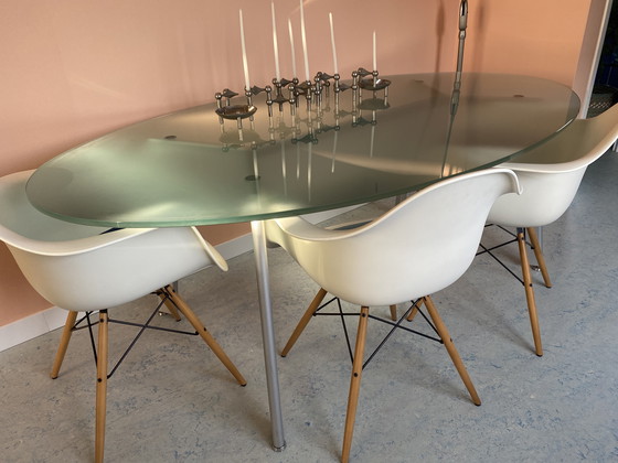 Image 1 of Dining table green/blue glass, Italian design.
