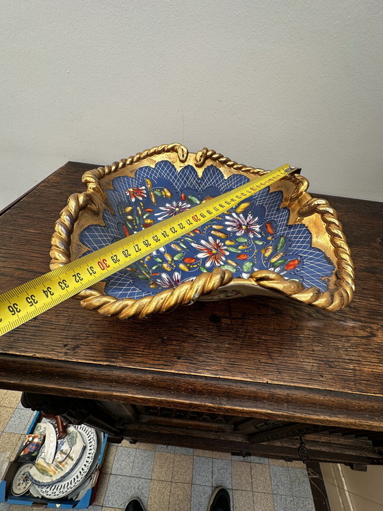 Image 1 of Corbeille / Centre de table en faïence Belge de Quaregnon signé Hubert Becquet 