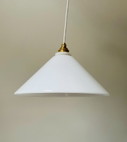 Set di 4 lampade a sospensione vintage bianco opalino con nuovi accessori (vetro smerigliato)