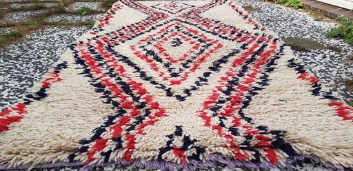 Hand-knotted Berber wool rug 216x93cm