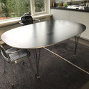 Fenix ​​laminate (black) table B613, Fritz Hansen, superellipse