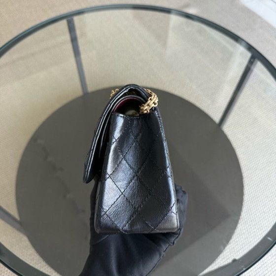 Image 1 of Chanel Reissue 2.55 225 - 24CM Quilted Aged Calfskin Black Gold Hardware