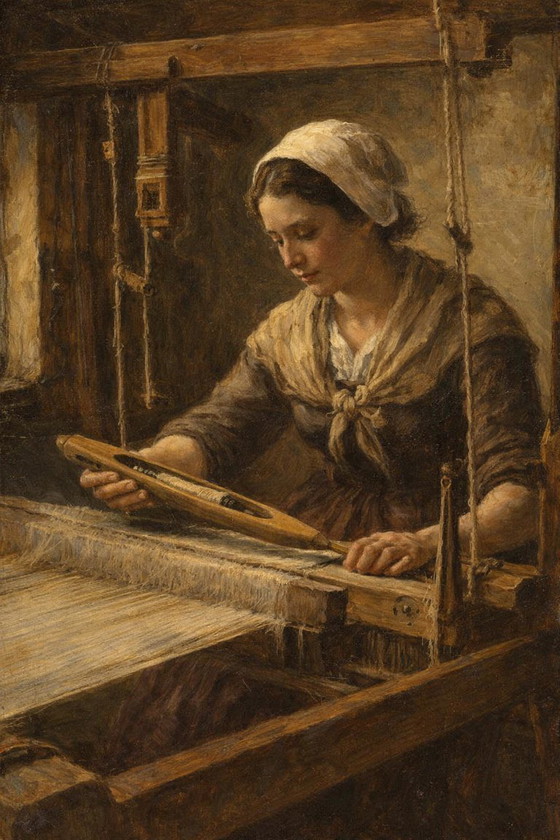 Image 1 of Antigua embarcación de madera para tejer, herramienta textil, ca. 1900