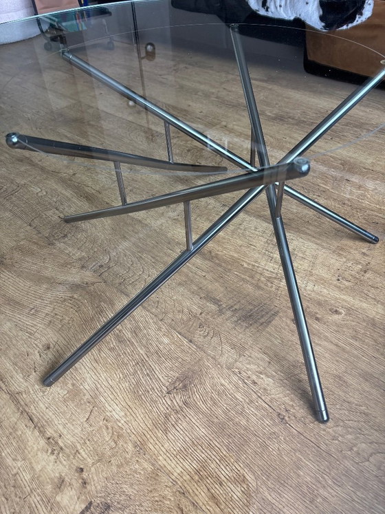 Image 1 of Vintage glass coffee table diam. 120 cm