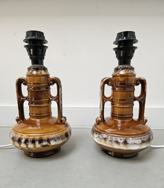 Image 1 of Ensemble de lampes de table vintage années 60 Bay Keramik Allemagne de l'Ouest