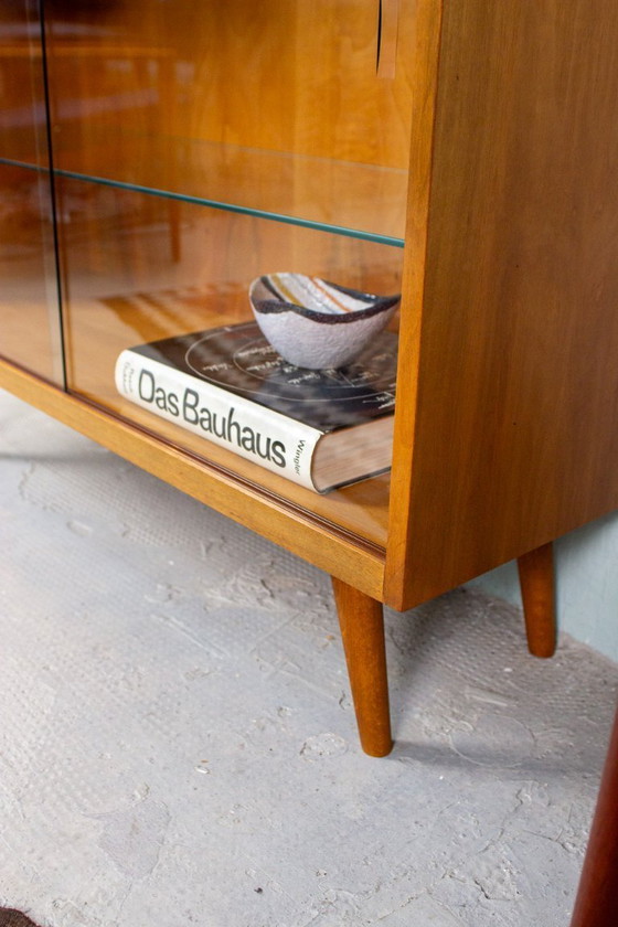 Image 1 of Vintage vitrinekast, boekenkast, ladekast, dressoir, teak, walnoot, jaren 60