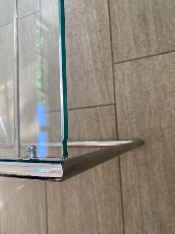 Image 1 of Tavolino da caffè vintage in vetro con base cromata