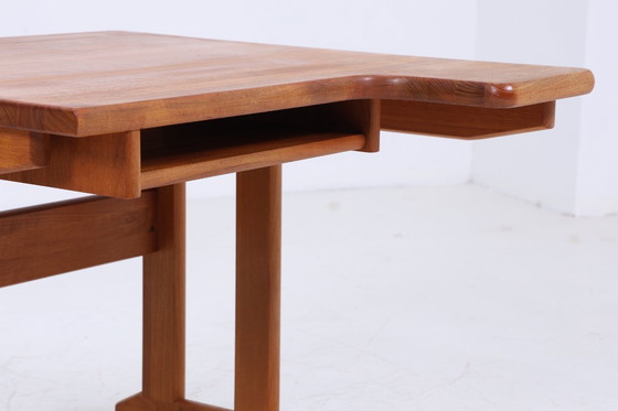 Image 1 of Vintage teak desk 60s | Mid - Century work desk school desk free table retro wood design #04-66