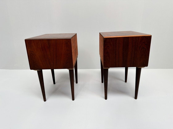 Image 1 of Set Of 2 Rosewood Nightstands By Johannes Andersen For Dyrlund 1960S