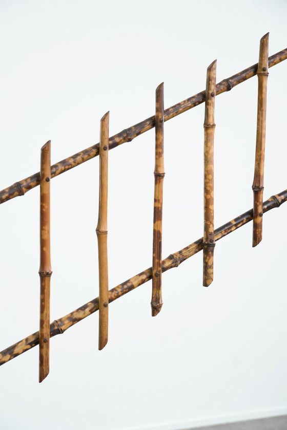 Image 1 of Antique French faux bamboo standing coat rack/hallway furniture with a mirror and umbrella rack