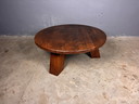Brutalist Massieve Ronde Eiken salontafel