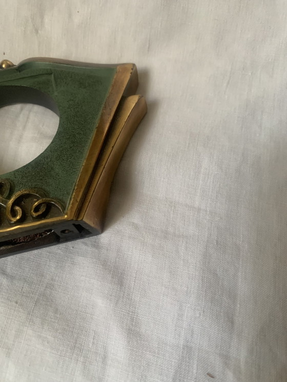 Art Deco klokbehuizing van gepatineerd metaal – decoratieve vintage klok, brons of messing (photo 7 of 11)