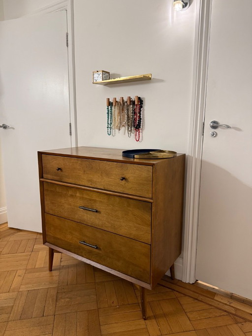 Cassettiera in legno massello di metà secolo con 3 cassetti - Condizioni eccellenti