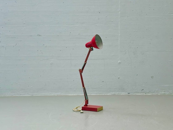 Image 1 of Vintage architect's table lamp in red, 1970s