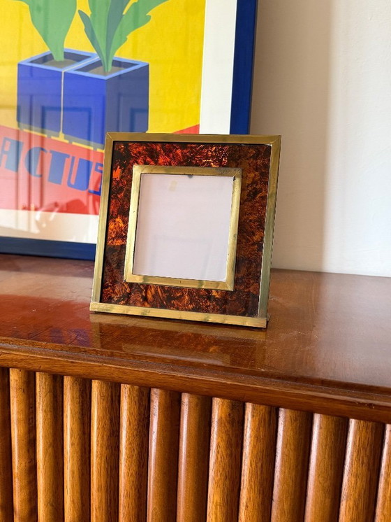 Image 1 of Hollywood Regency fotolijst van lucite en messing – in de stijl van Gabriella Crespi, Italië, jaren 70