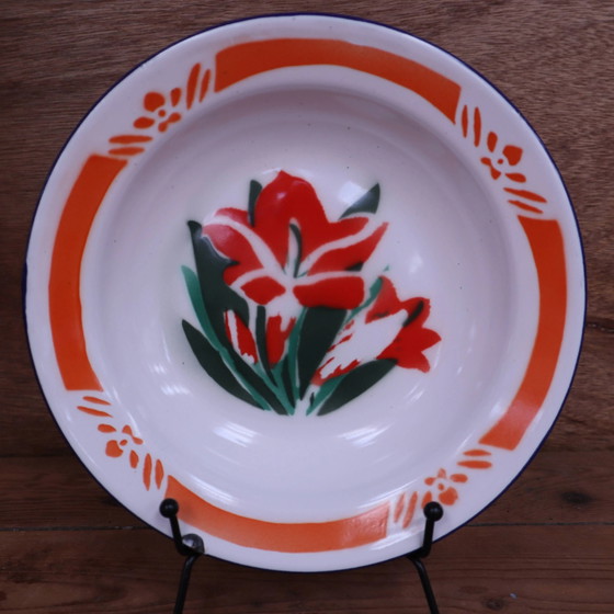 Assiette creuse vintage en étain émaillé chinois. – Vaisselle (photo 5 of 5)