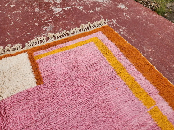 Image 1 of Vintage Beni Ouarain Moroccan Rug 290x210cm – Handmade Wool Berber Carpet in Pink & Terracotta – Large Statement Rug